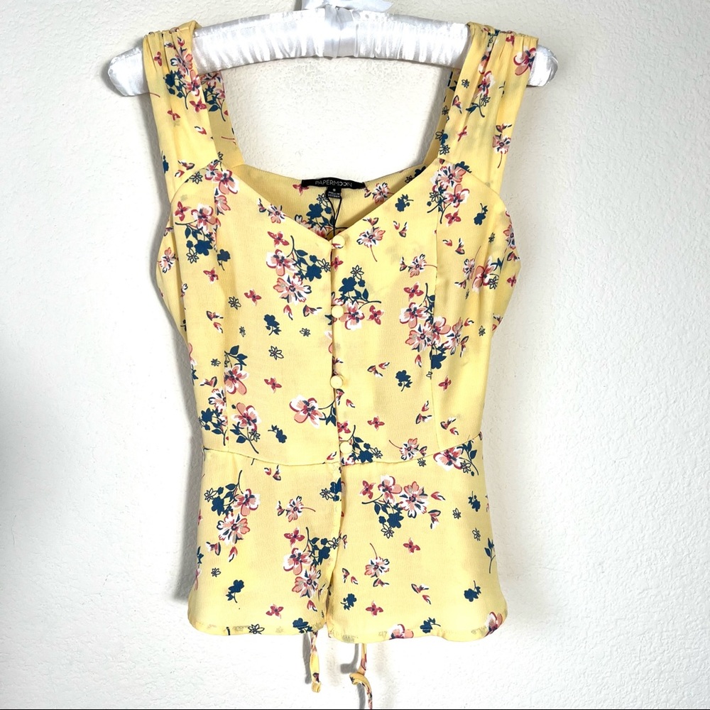 Papermoon Crop Top Yellow Floral Size Small
